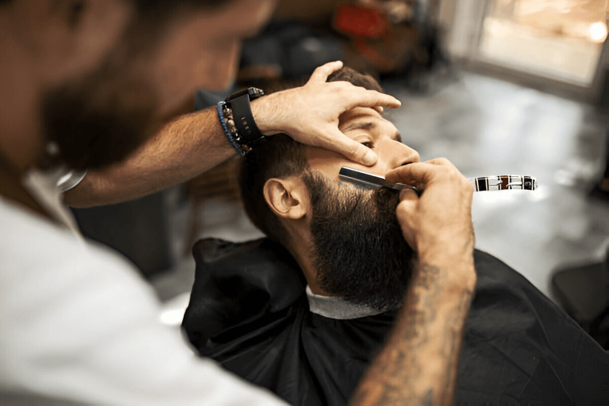 Barbershop tools and station detail.